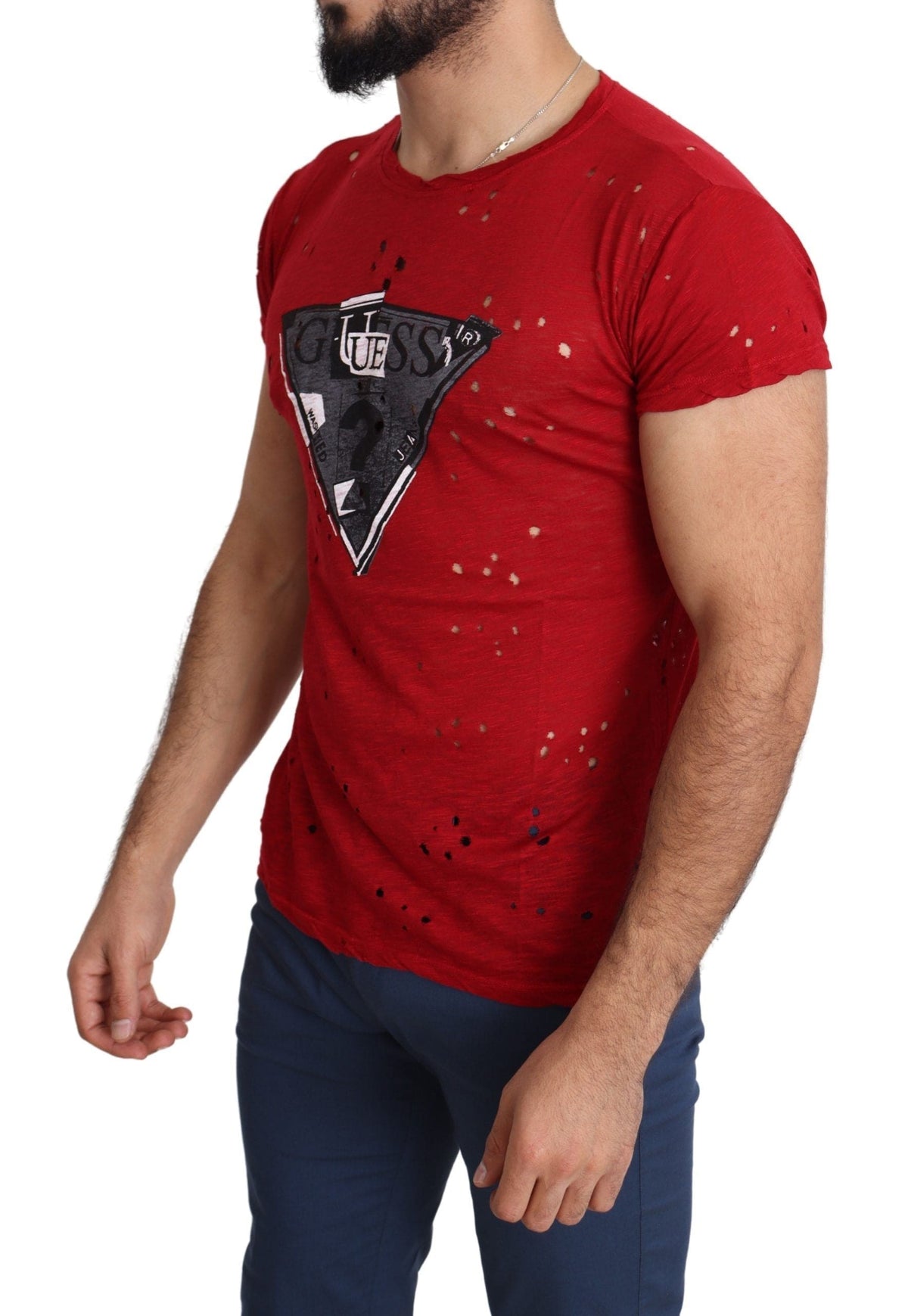 T-shirt en coton rouge radiant de Guess, parfait pour un style quotidien