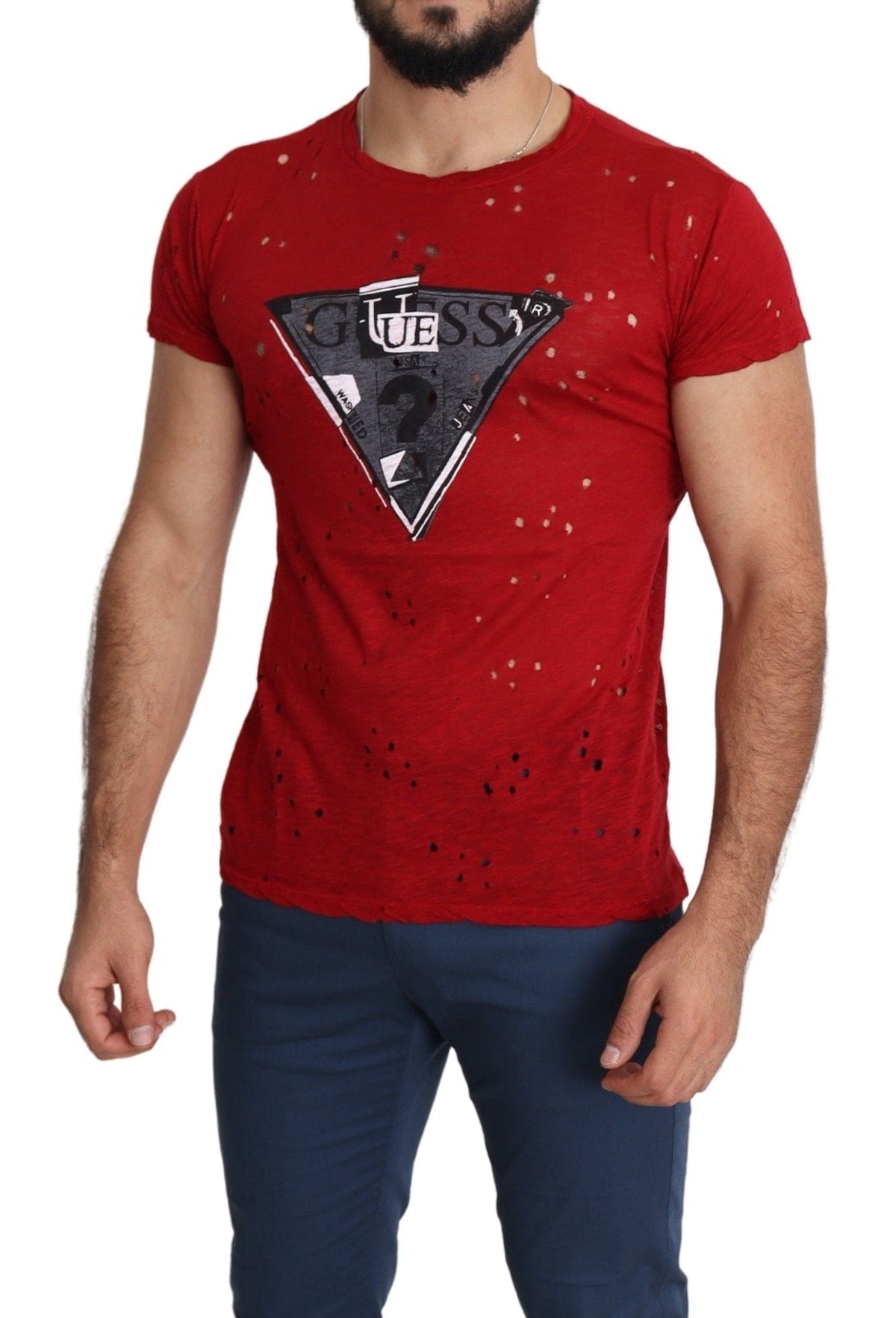 T-shirt en coton rouge radiant de Guess, parfait pour un style quotidien