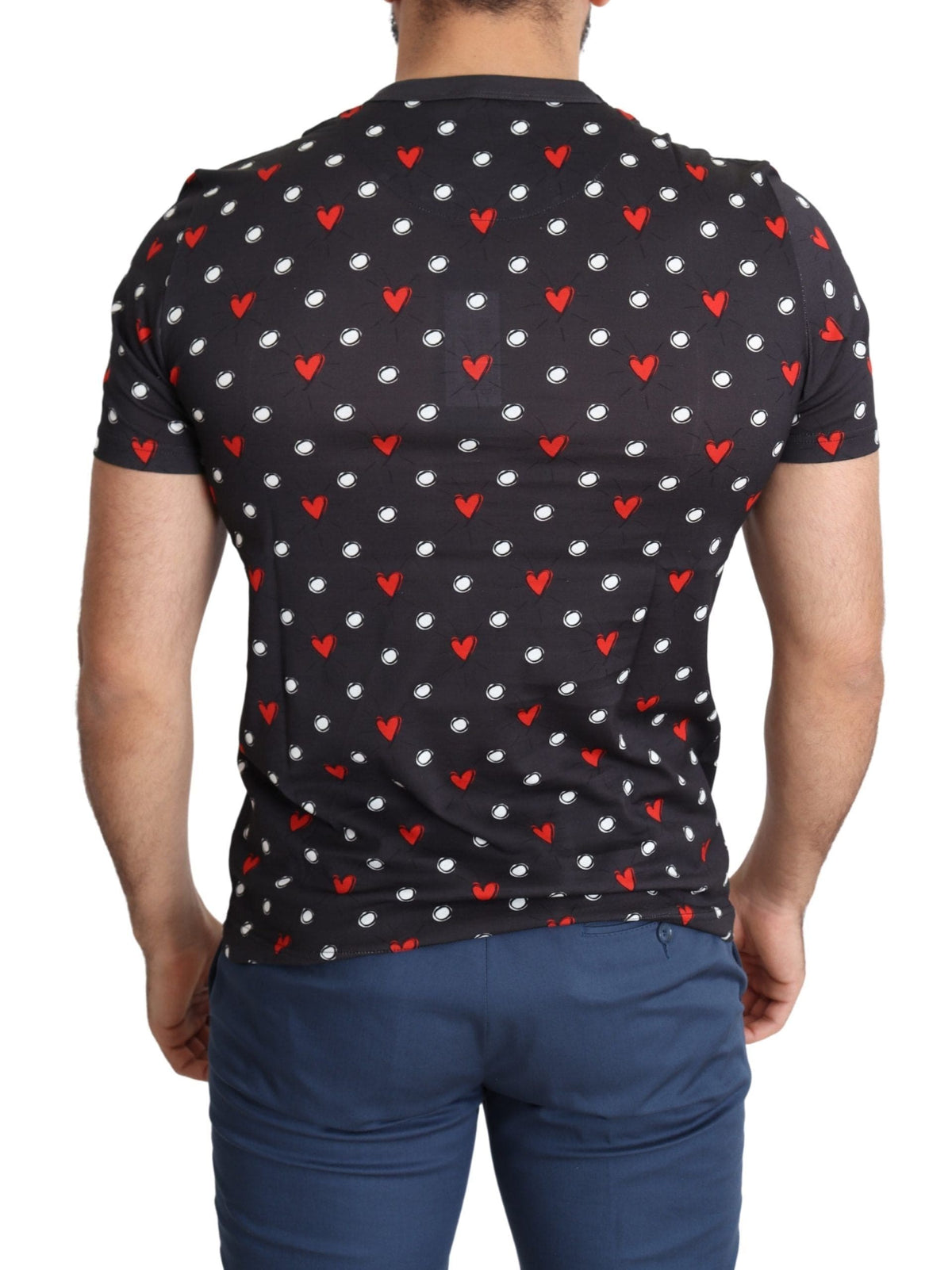 Camiseta elegante de algodón gris con estampado de corazones de Dolce &amp; Gabbana