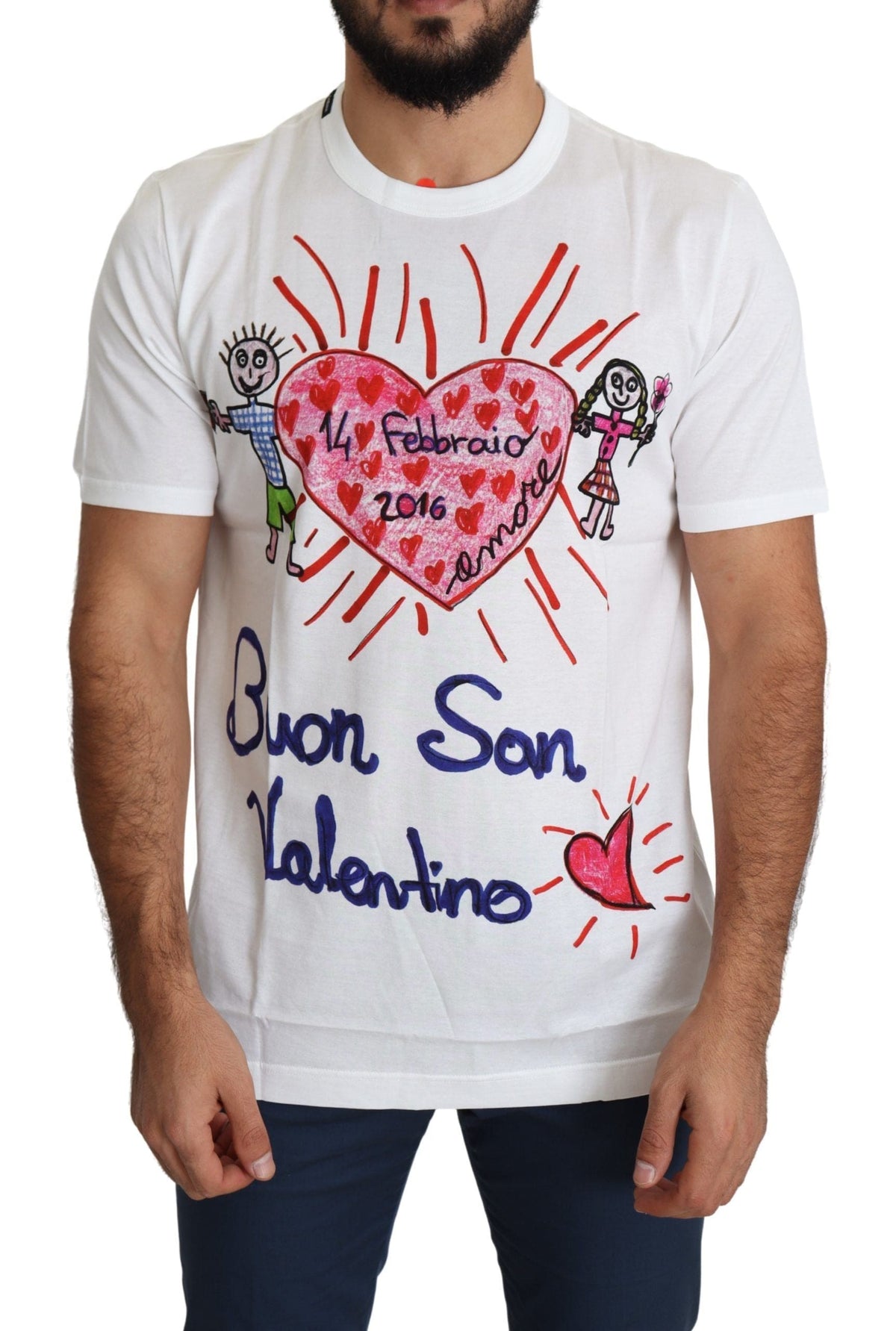 T-shirt ras du cou à imprimé cœur romantique Dolce &amp; Gabbana