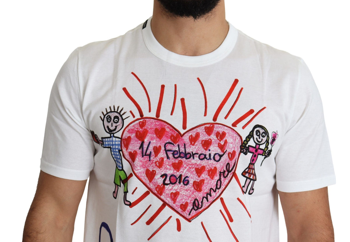 Camiseta de cuello redondo con estampado de corazones románticos de Dolce &amp; Gabbana