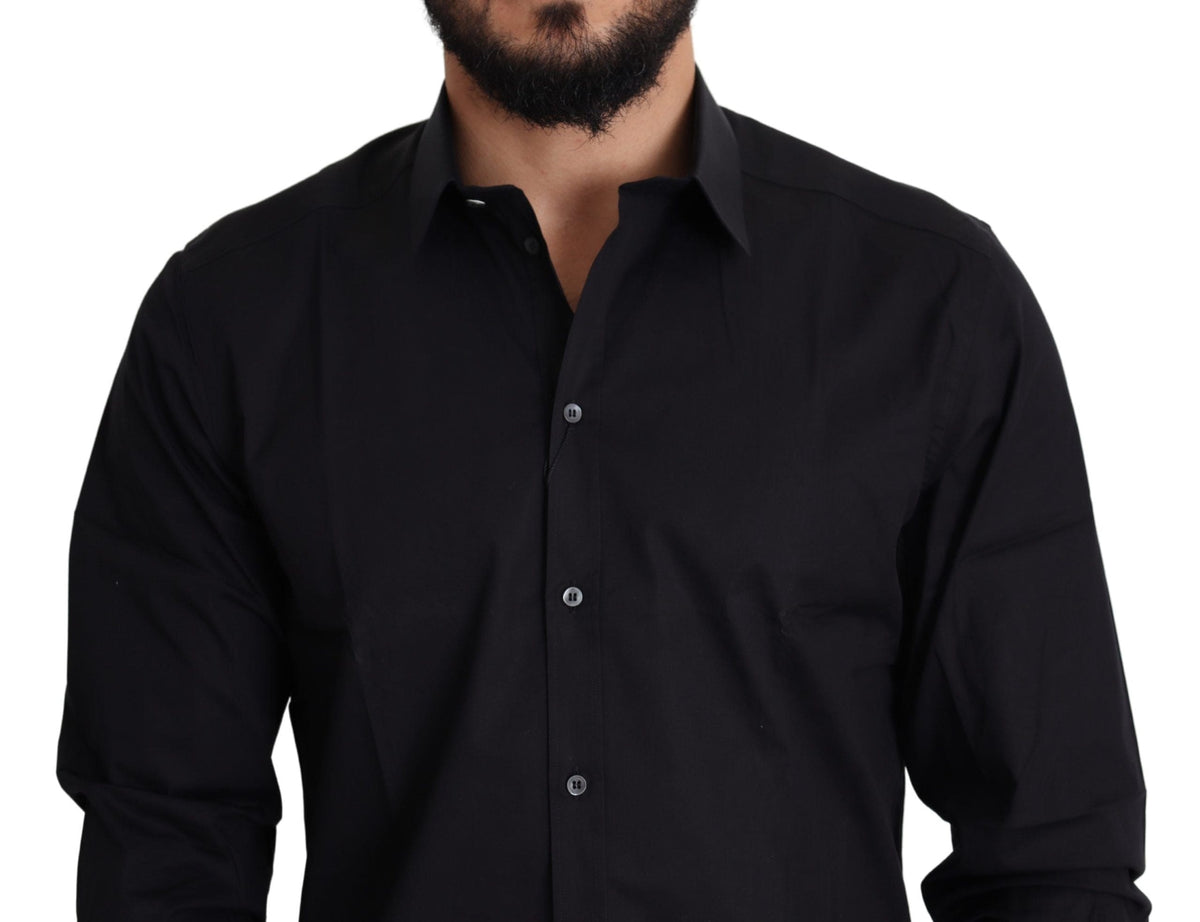 Camisa elegante de algodón elástico en color negro de Dolce &amp; Gabbana