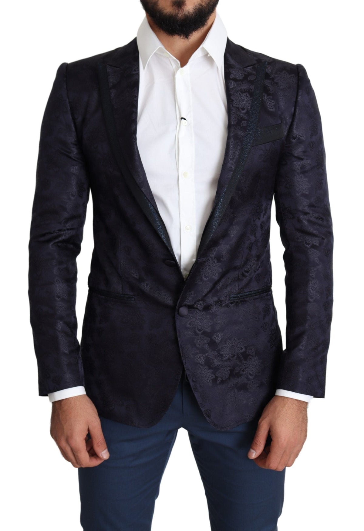 Blazer elegante de seda tipo martini en azul de Dolce &amp; Gabbana