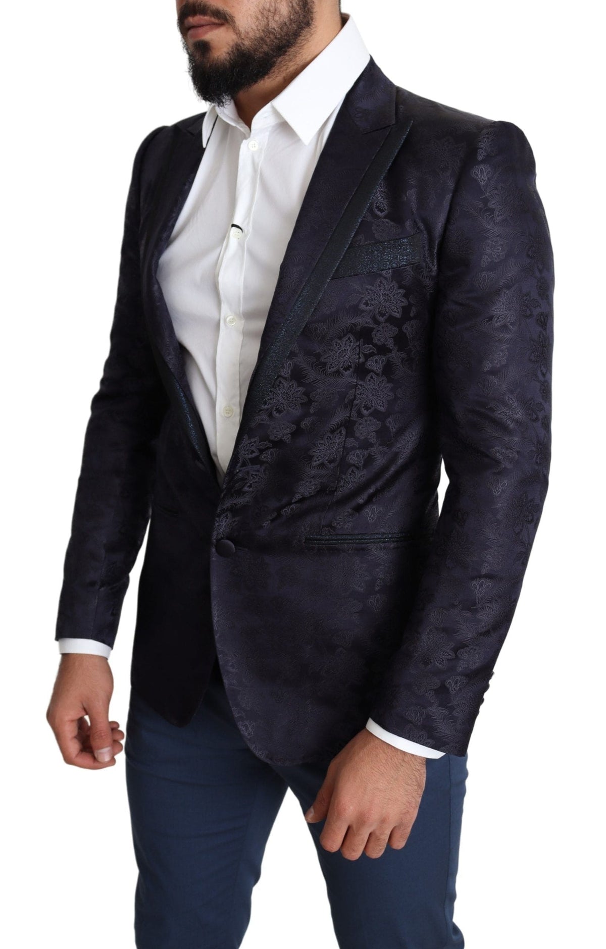 Blazer elegante de seda tipo martini en azul de Dolce &amp; Gabbana