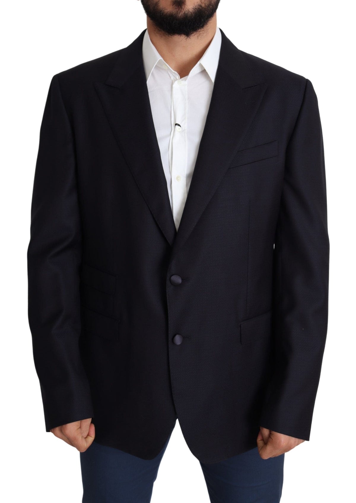 Blazer élégant en laine vierge noire Dolce &amp; Gabbana pour homme