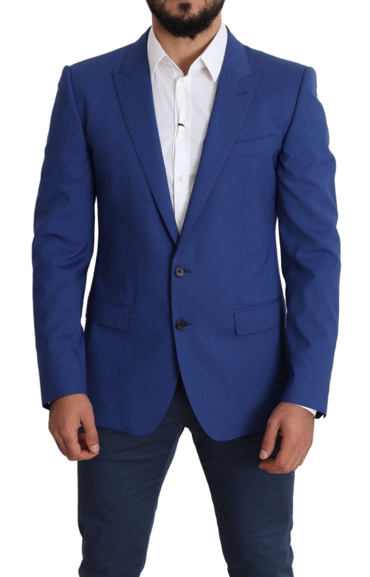 Chaqueta blazer de lana azul con diseño de martini de Dolce &amp; Gabbana