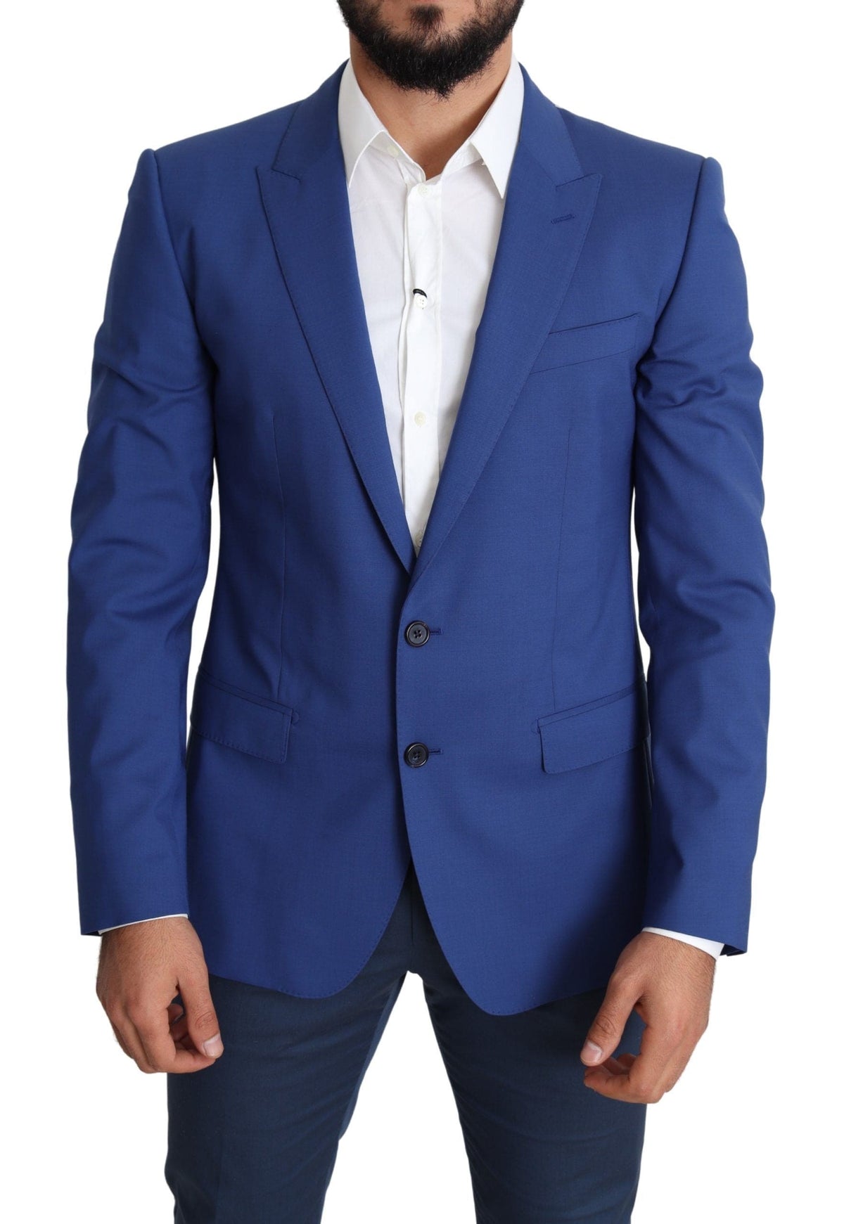 Chaqueta blazer de lana azul con diseño de martini de Dolce &amp; Gabbana