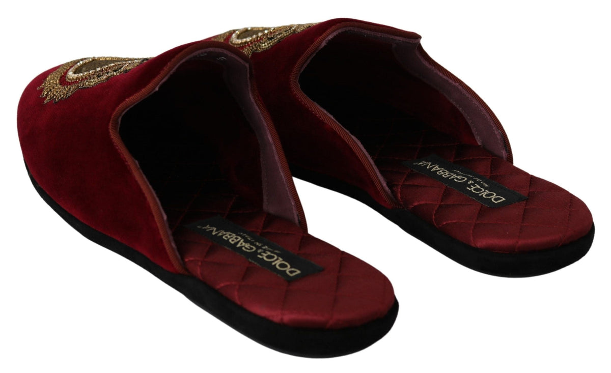 Sandalias bordadas de terciopelo rojo de Dolce &amp; Gabbana