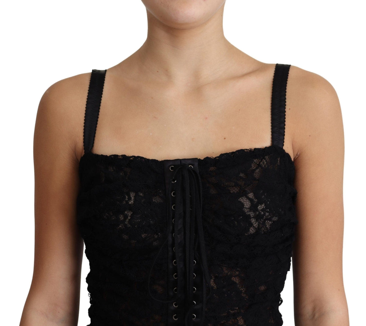 Vestido mini bustier elegante de encaje negro de Dolce &amp; Gabbana