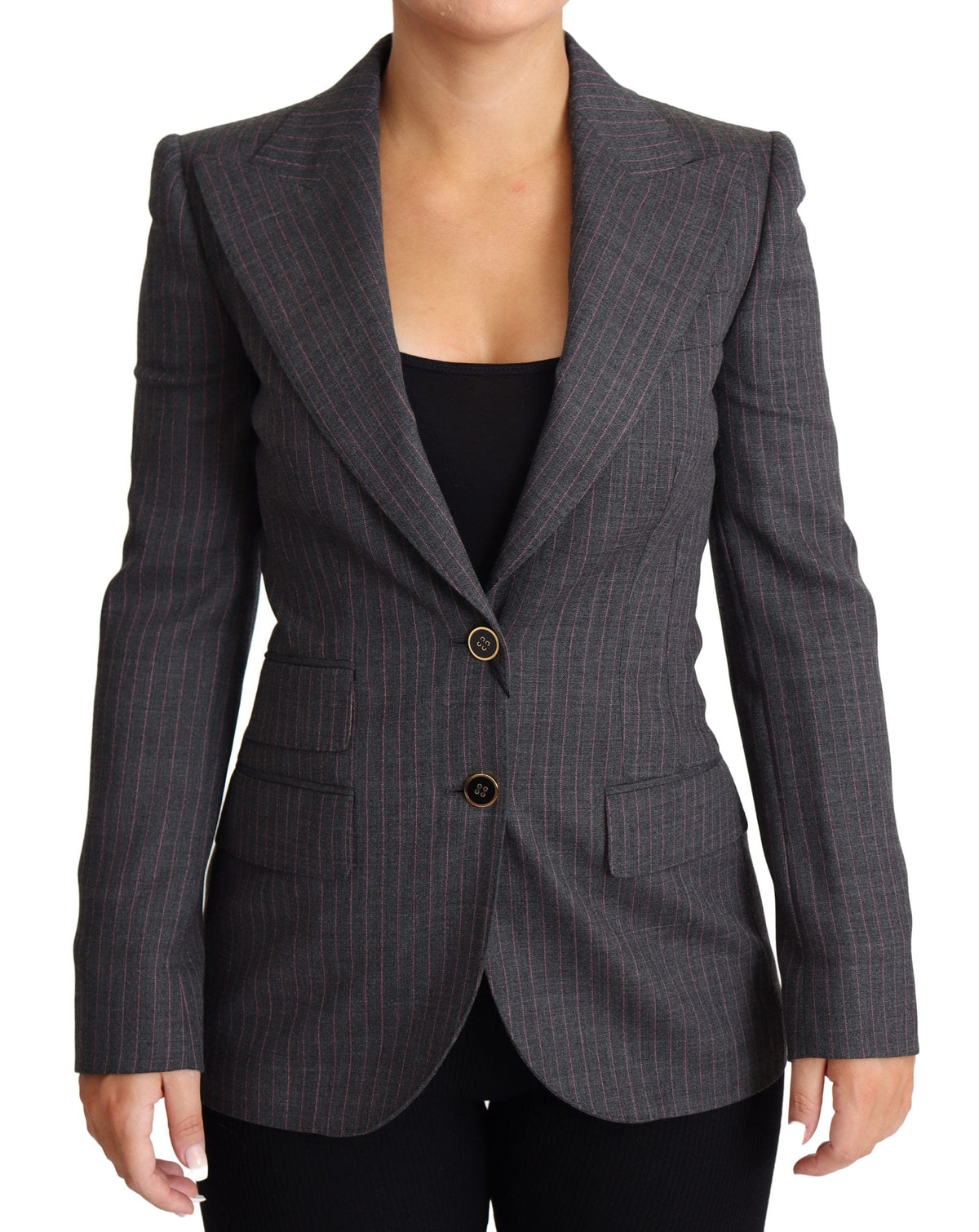 Blazer elegante de lana elástica gris de Dolce &amp; Gabbana