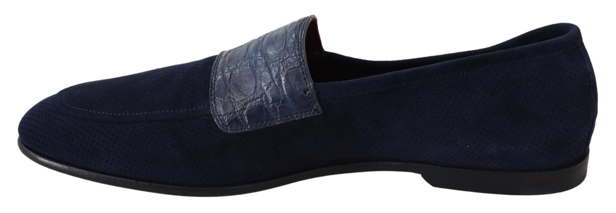 Mocassins élégants en cuir suédé bleu Dolce &amp; Gabbana