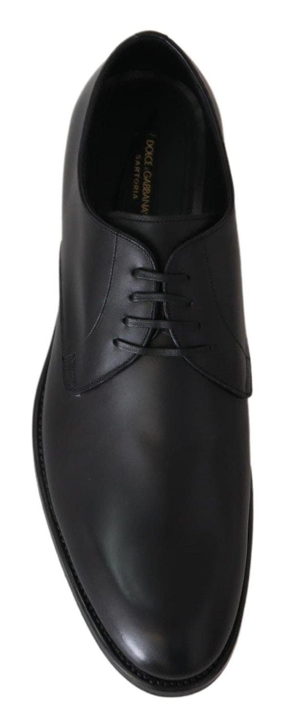 Elegantes zapatos de vestir Derby de cuero negro de Dolce &amp; Gabbana