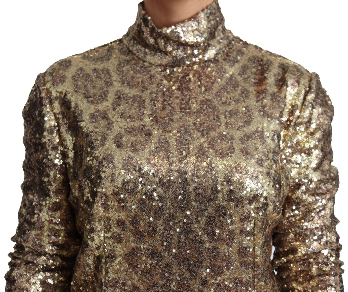 Pull zippé à col roulé pailleté Dolce &amp; Gabbana en marron