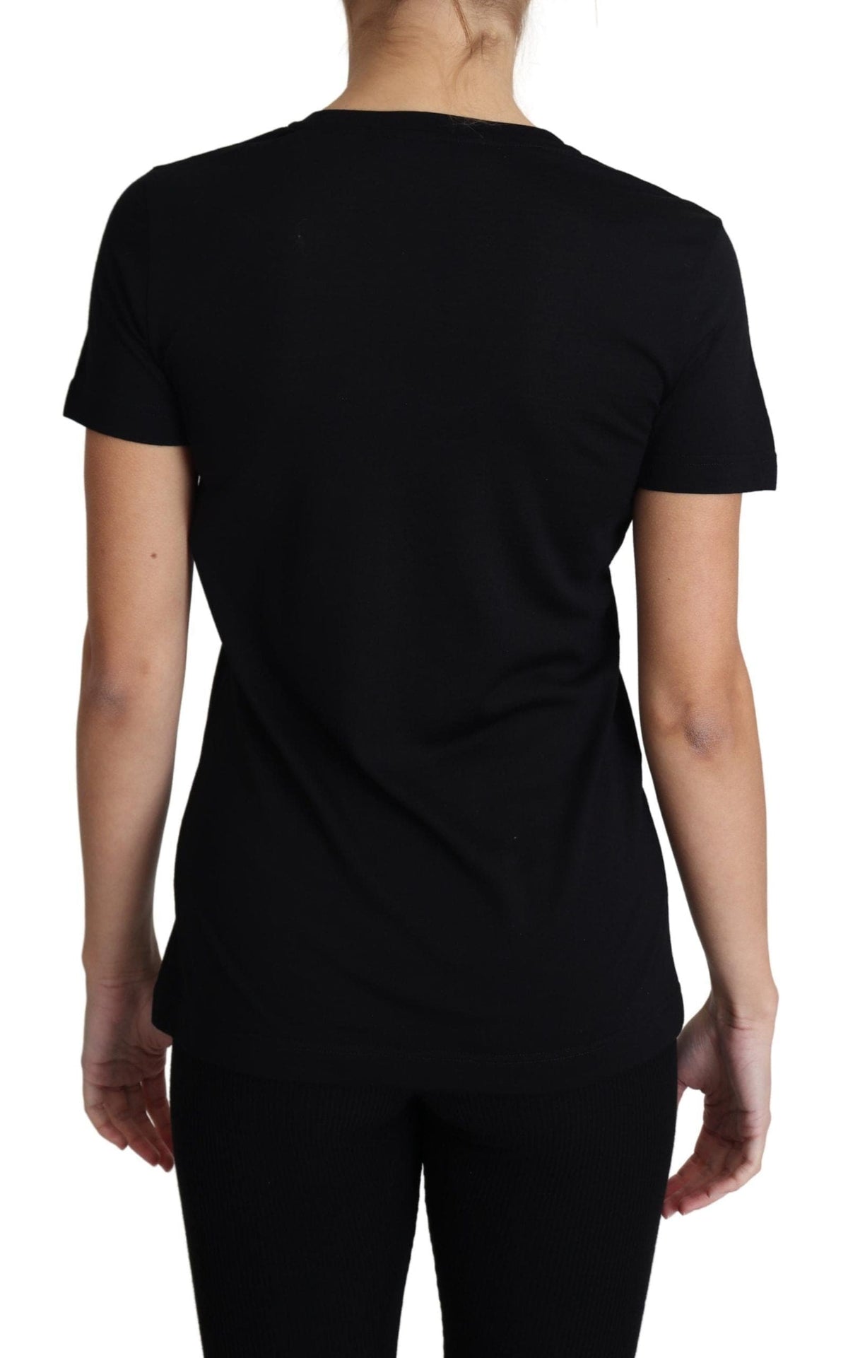 T-shirt col rond en laine noire élégant Dolce &amp; Gabbana