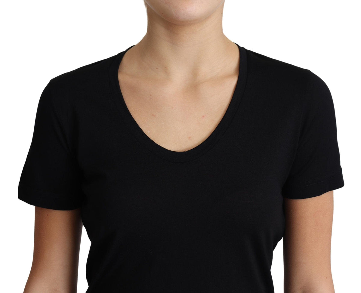 T-shirt col rond en laine noire élégant Dolce &amp; Gabbana