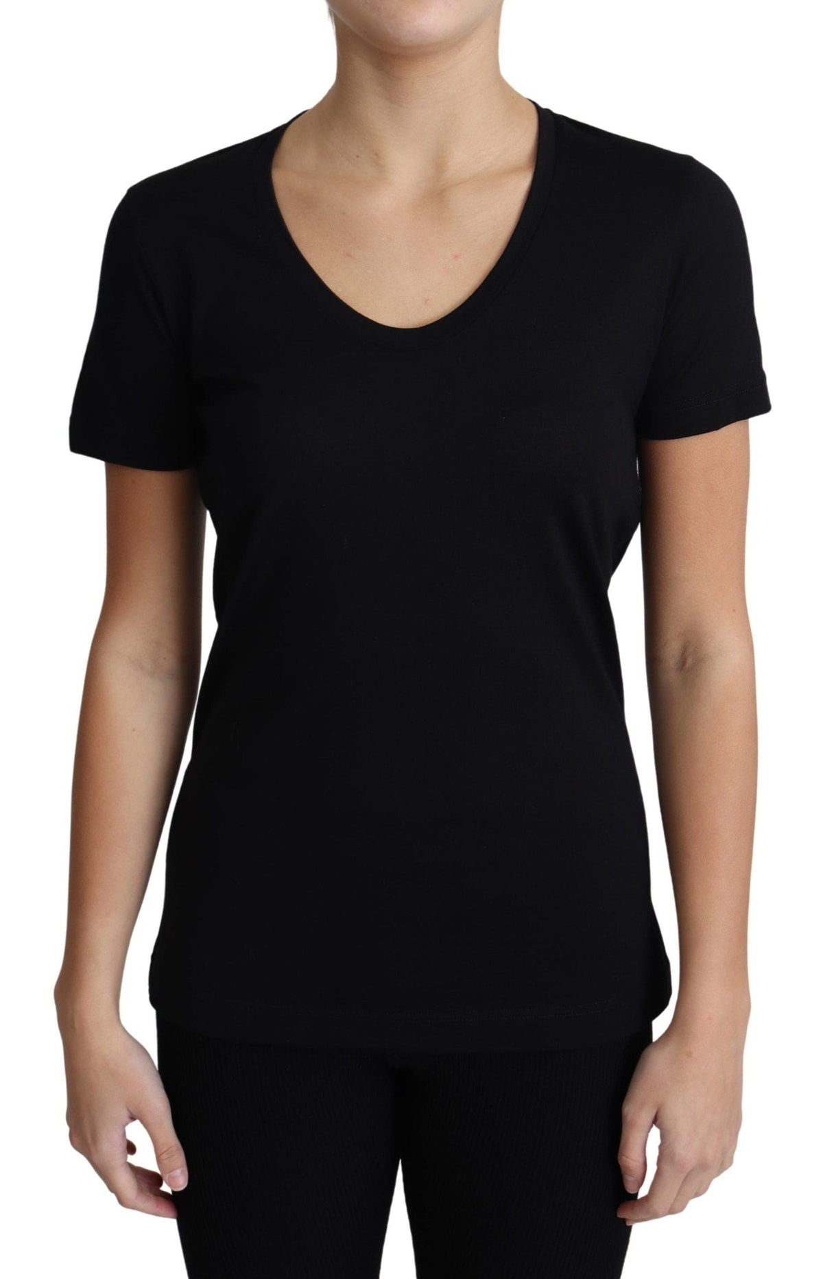 T-shirt col rond en laine noire élégant Dolce &amp; Gabbana