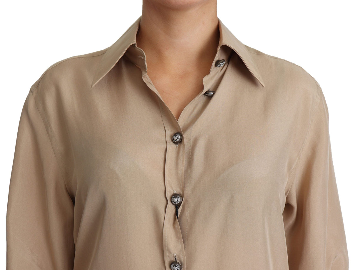 Chemise en soie beige élégante Dolce &amp; Gabbana