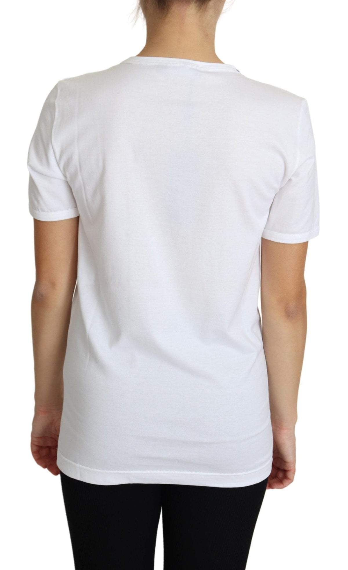 T-shirt en coton blanc orné de cristaux Dolce &amp; Gabbana