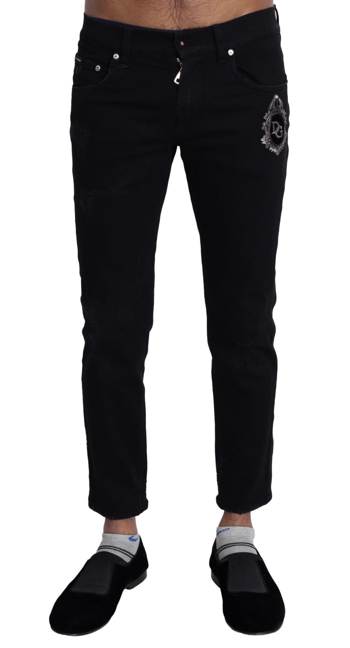 Jean skinny noir élégant Dolce &amp; Gabbana avec broderie