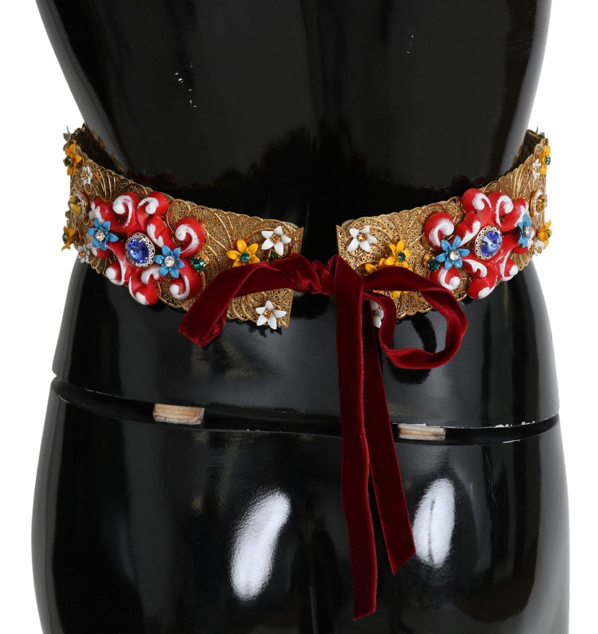 Ceinture Dolce &amp; Gabbana à ornements floraux et cristaux dorés