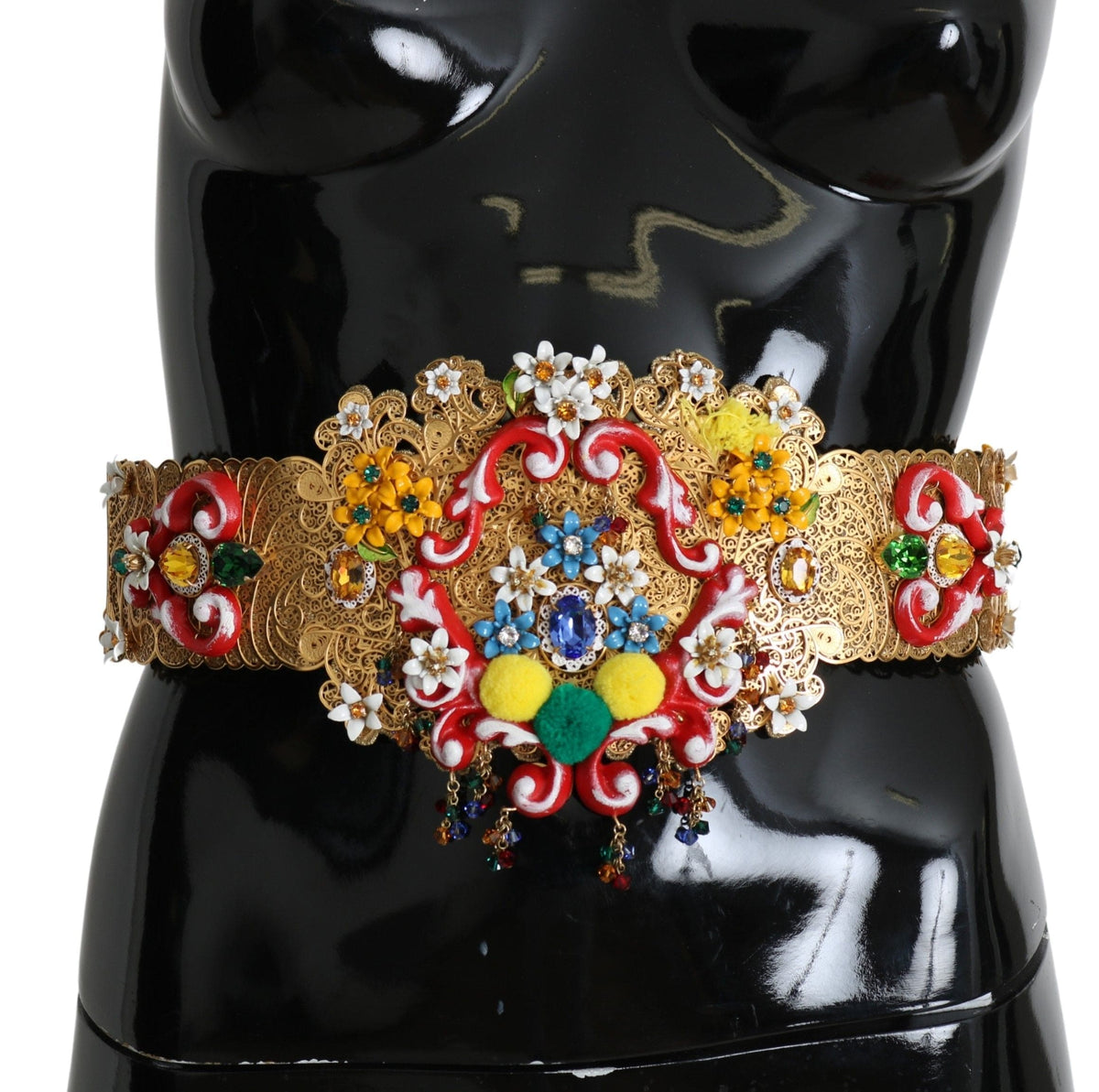 Ceinture Dolce &amp; Gabbana à ornements floraux et cristaux dorés