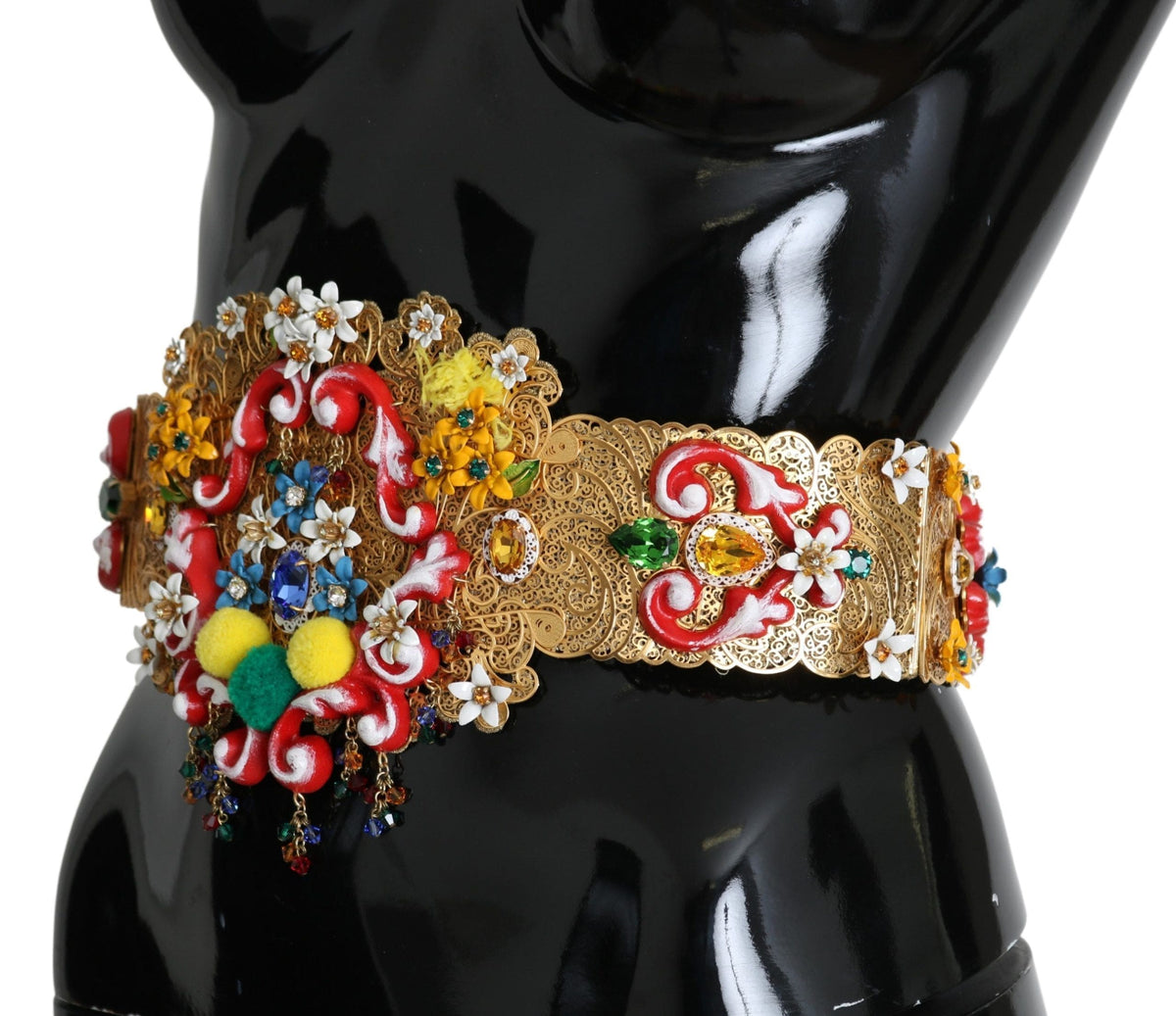 Ceinture Dolce &amp; Gabbana à ornements floraux et cristaux dorés