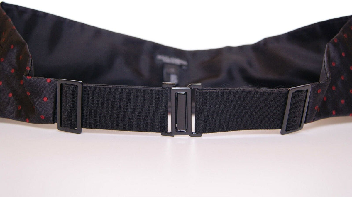 Ceinture élégante en soie noire à pois rouges Dolce &amp; Gabbana