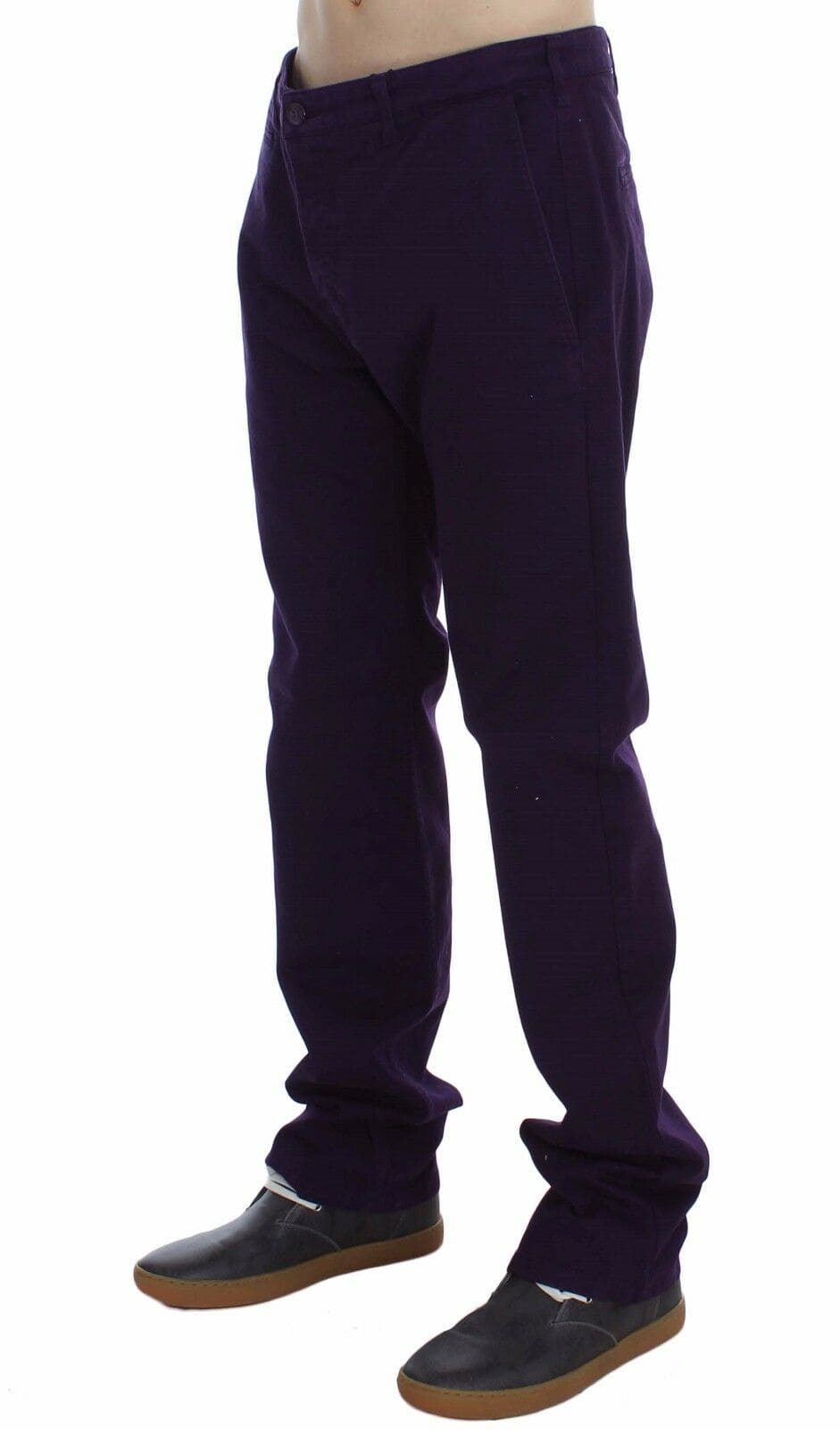 Pantalon chino slim en coton stretch violet GF Ferre