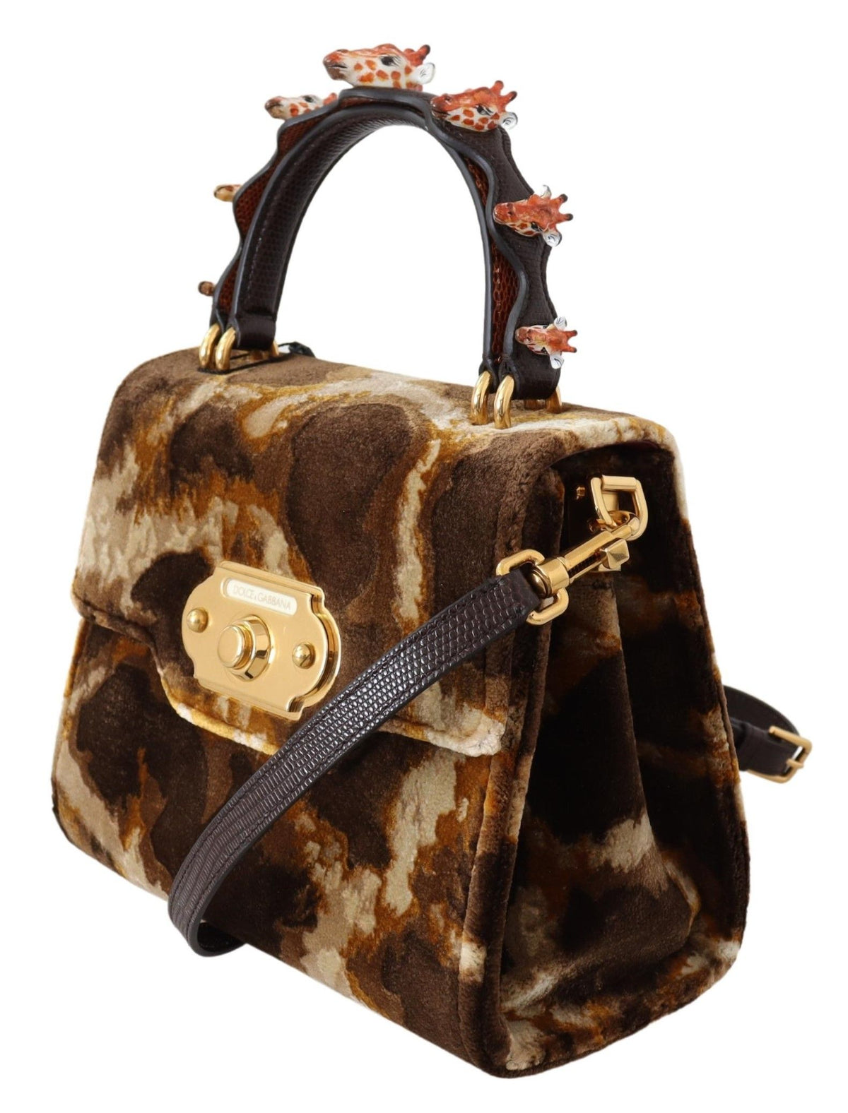 Sac de bienvenue Dolce &amp; Gabbana à motif girafe élégant avec des accents dorés