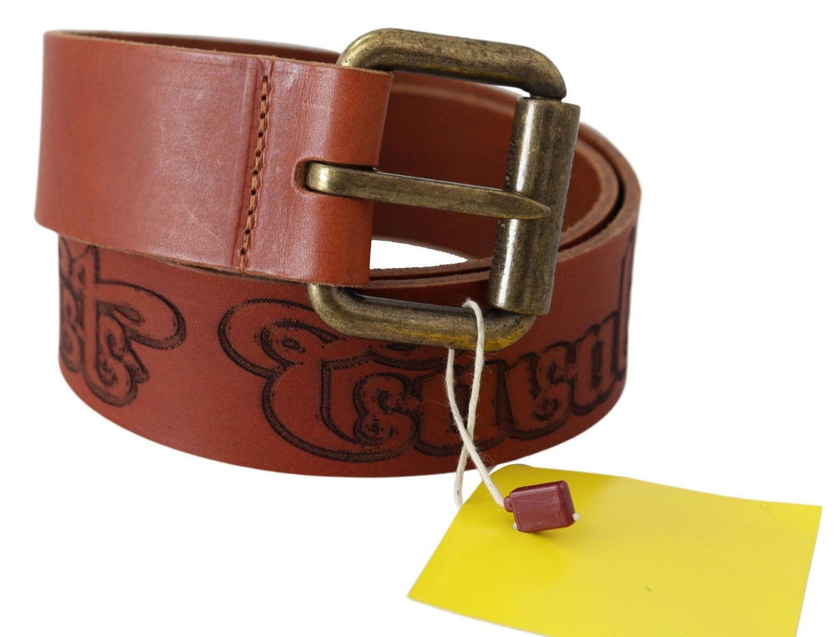 Ceinture en cuir marron chic avec logo Just Cavalli