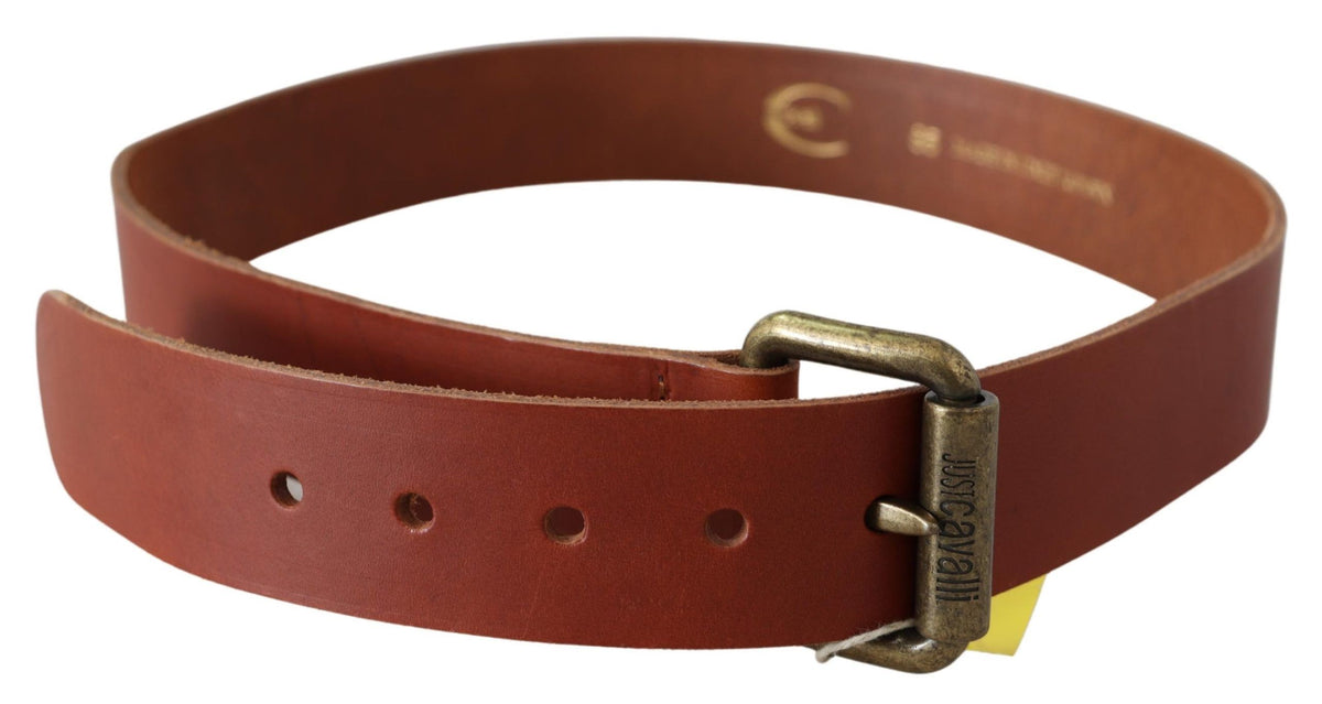 Ceinture en cuir marron chic avec logo Just Cavalli