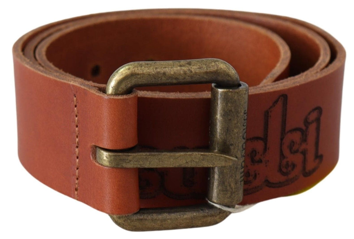 Ceinture en cuir marron chic avec logo Just Cavalli