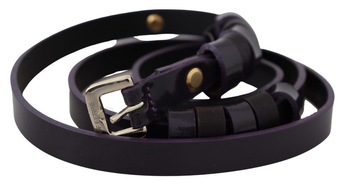 Ceinture en cuir noir chic GF Ferre avec boucle chromée argentée