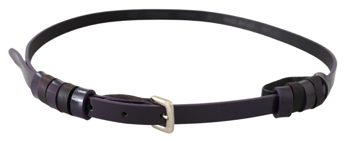 Ceinture en cuir noir chic GF Ferre avec boucle chromée argentée