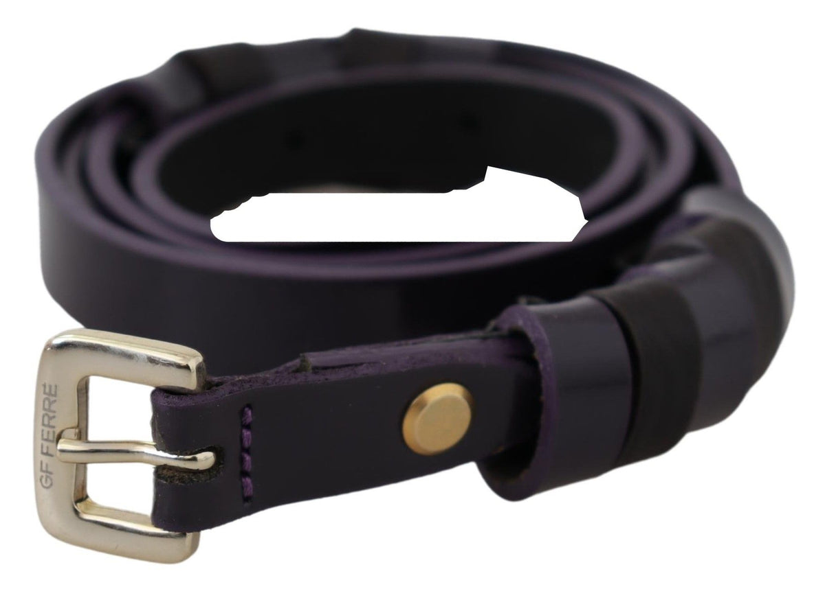 Ceinture en cuir noir chic GF Ferre avec boucle chromée argentée