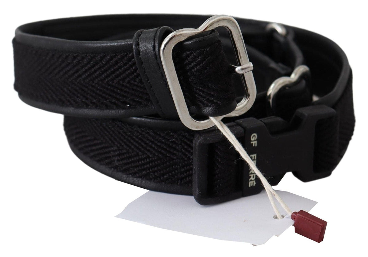 Ceinture en cuir noir chic GF Ferre avec boucle chromée