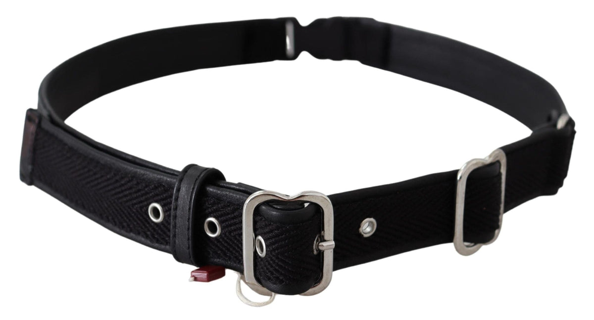 Ceinture en cuir noir chic GF Ferre avec boucle chromée