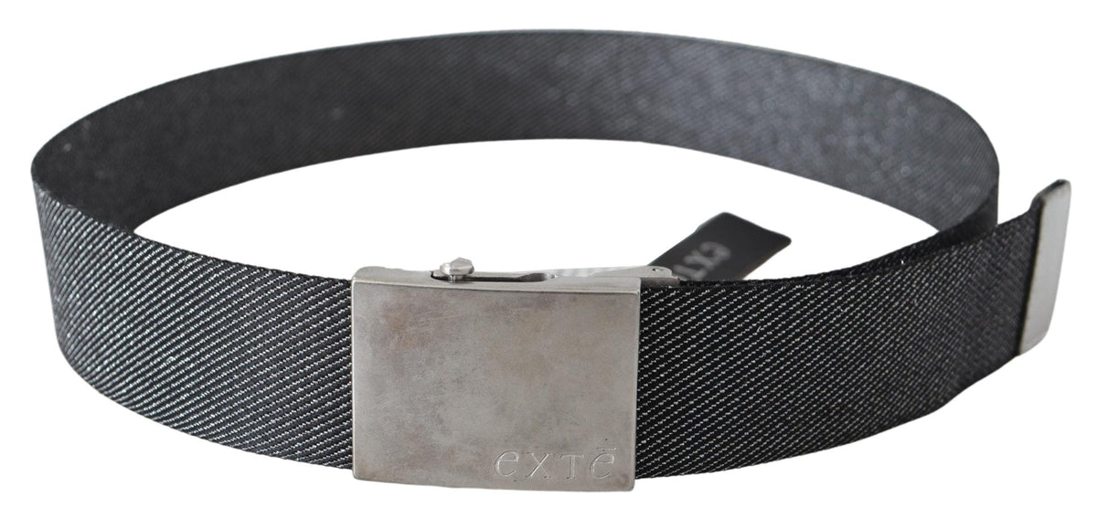 Ceinture élégante en toile noire avec boucle argentée Exte