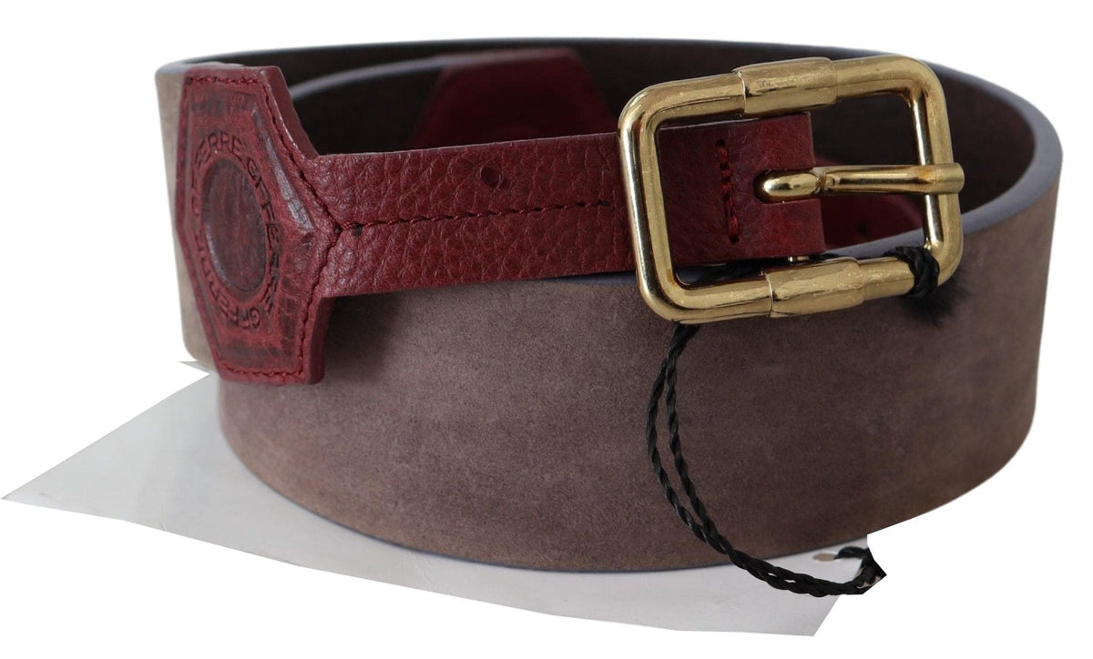 Ceinture élégante en cuir marron avec boucle dorée GF Ferre