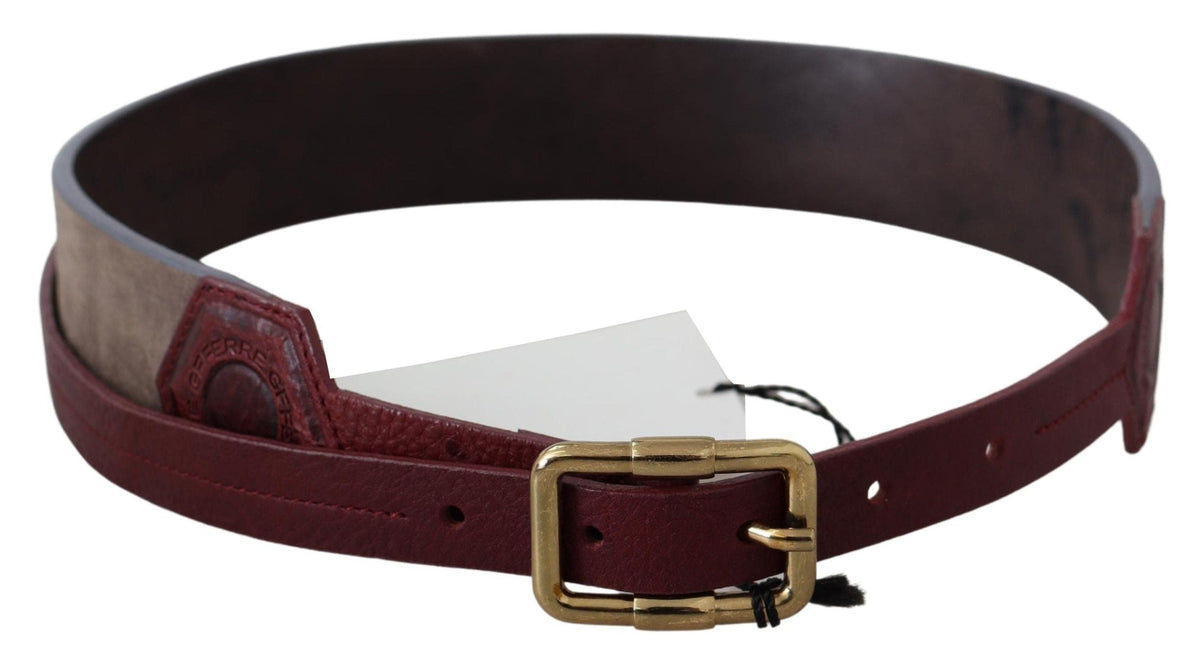 Ceinture élégante en cuir marron avec boucle dorée GF Ferre