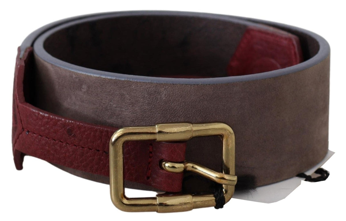 Ceinture élégante en cuir marron avec boucle dorée GF Ferre