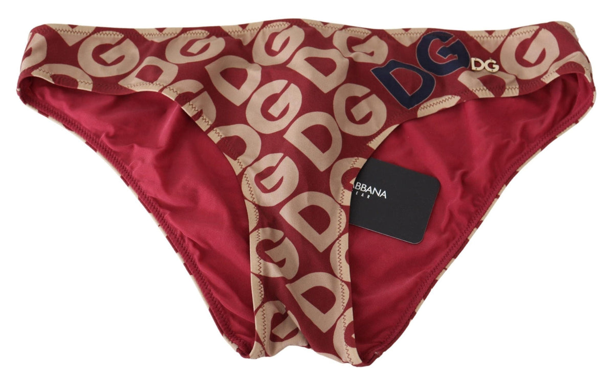 Bas de bikini à imprimé logo Dolce &amp; Gabbana Chic Bordeaux Beige