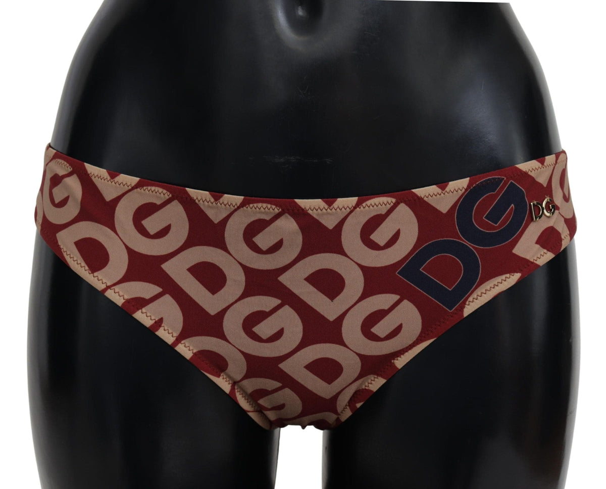 Bas de bikini à imprimé logo Dolce &amp; Gabbana Chic Bordeaux Beige