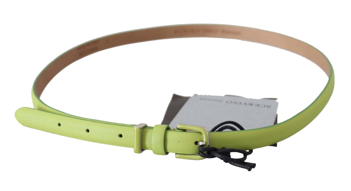 Ceinture classique en cuir vert Scervino Street avec accessoires argentés