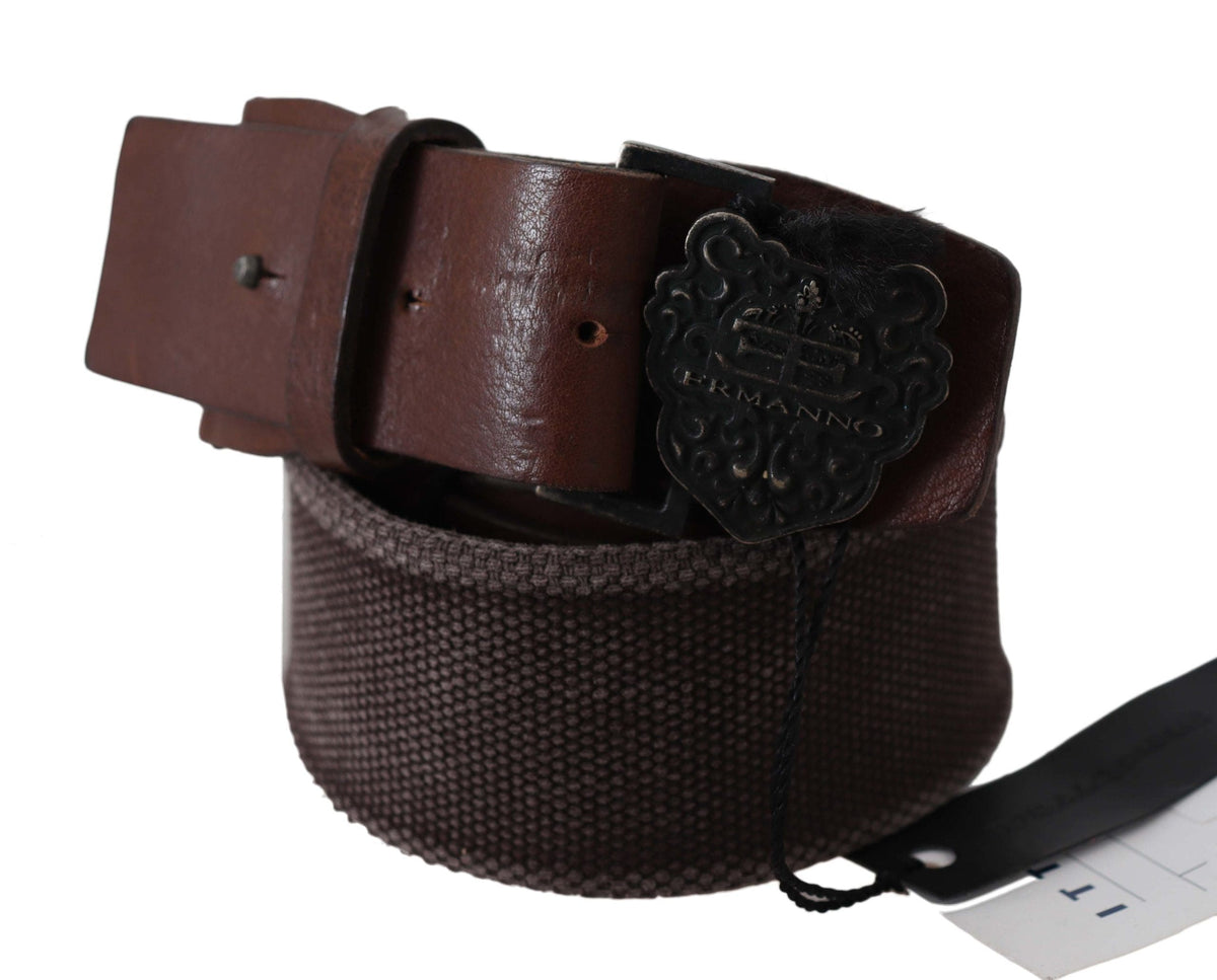 Ceinture classique en cuir marron foncé Ermanno Scervino avec boucle à logo