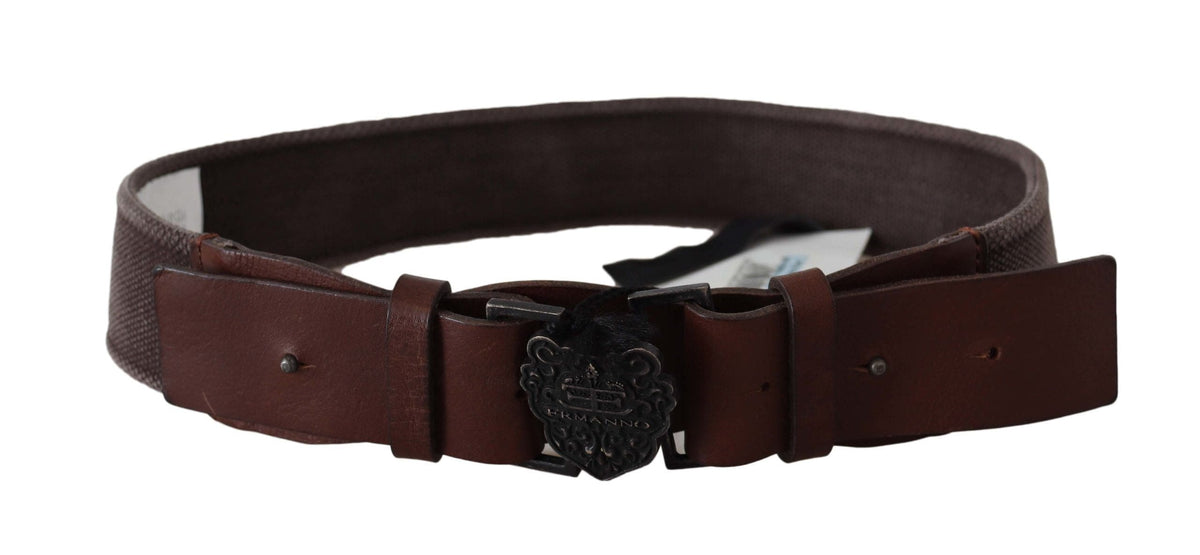 Ceinture classique en cuir marron foncé Ermanno Scervino avec boucle à logo