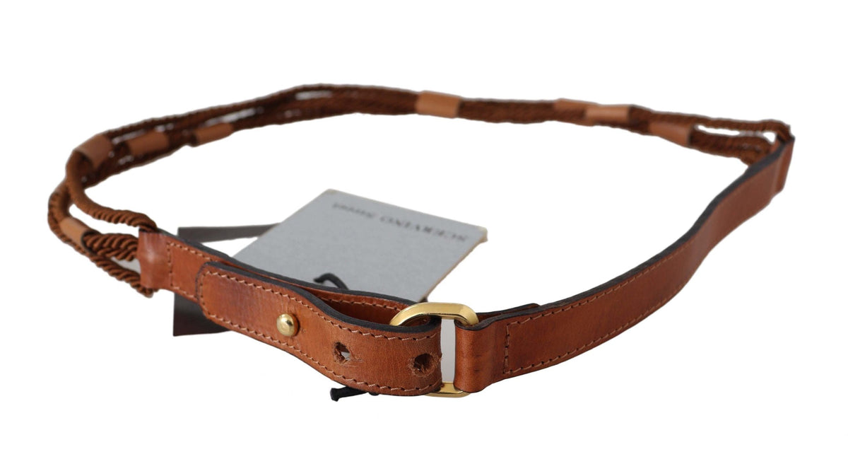 Ceinture élégante en cuir tressé Scervino Street en marron foncé