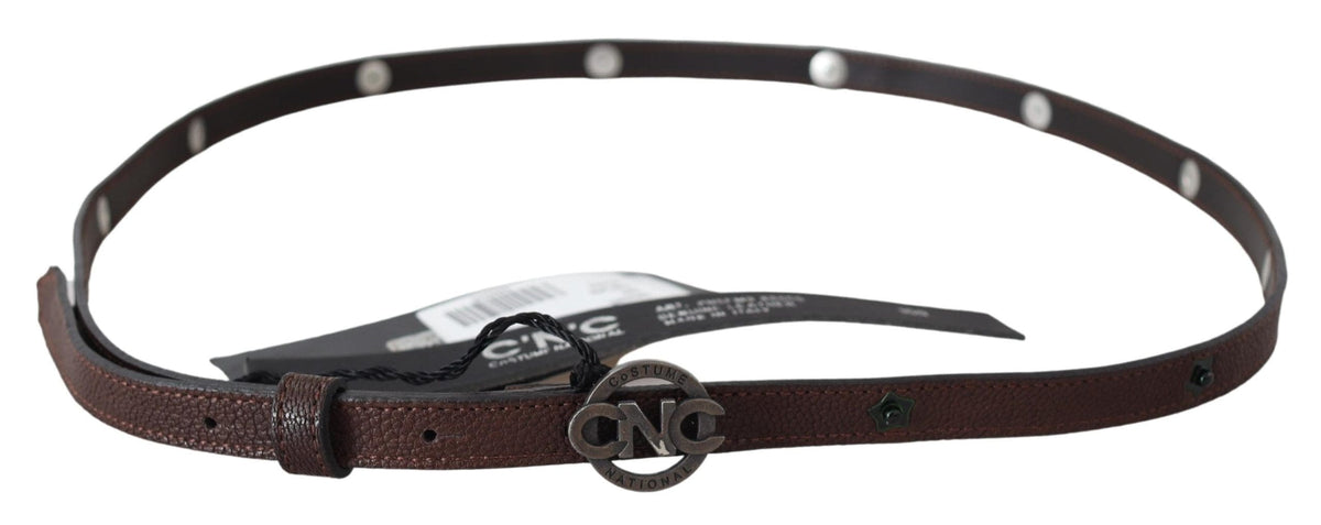 Costume national élégant ceinture en cuir marron avec quincaillerie rustique