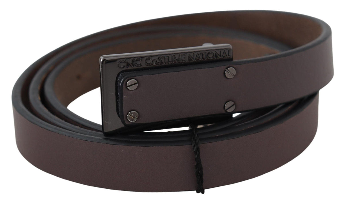 Costume National Élégant Ceinture En Cuir Marron Foncé