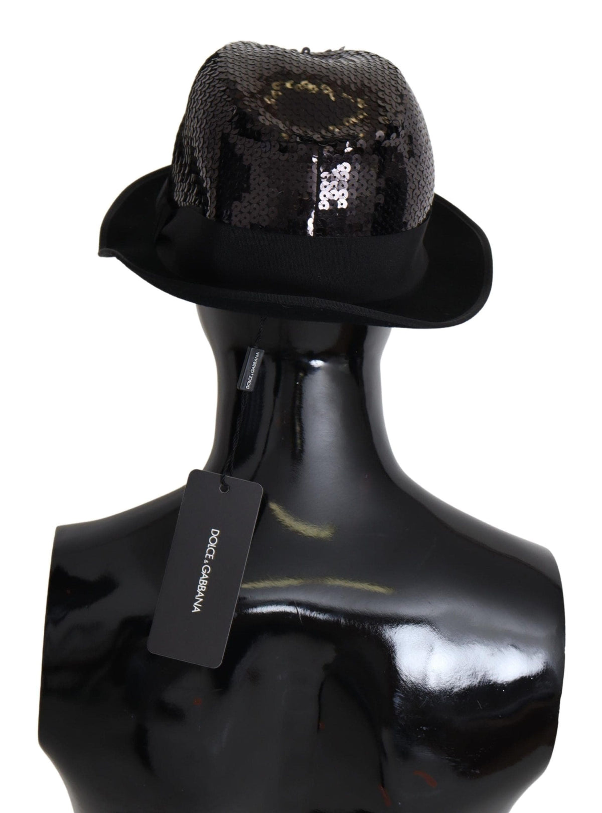 Chapeau Fedora élégant à sequins noirs Dolce &amp; Gabbana